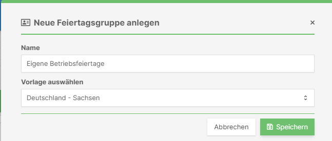 Feiertagsgruppen anlegen