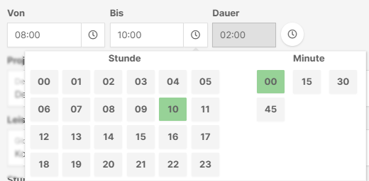 Eingabe der Zeit als von-bis