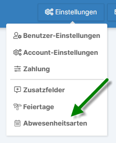 Einstellungen Abwesenheitsarten