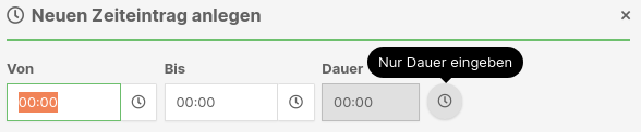 Eingabe von Dauern in der Zeiterfassung