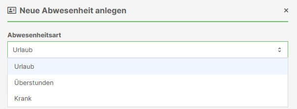 Eigene Abwesenheitsarten