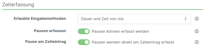 Pause am Zeiteintrag erfassen
