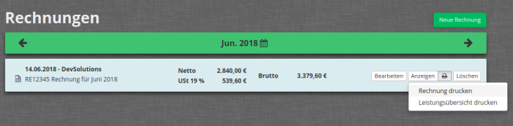 Rechnungen in der Übersicht