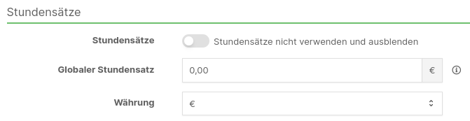 Stundensätze nicht verwenden