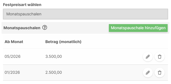 Monatspauschalen festlegen