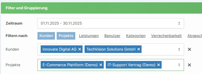 Anwendung von Mehrfachfiltern