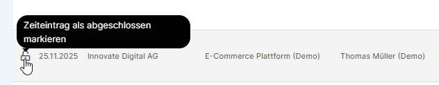 Schlosssymbol zum Abschließen einzelner Zeiteinträge