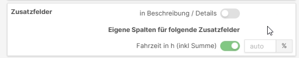Konfiguration eigener Spalten für numerische Zusatzfelder