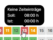 Roter Tag - keine Zeiteinträge vorhanden