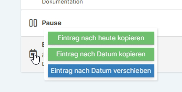 Optionen zum Kopieren und Verschieben von Zeiteinträgen