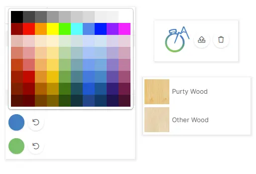 Screenshot, der die Farbauswahl und das Upload-Formular für das eigene Logo zeigt.