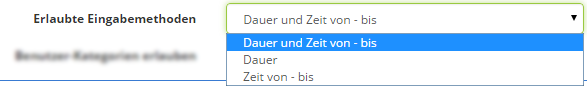 Erlaubte Zeiteingabemethoden